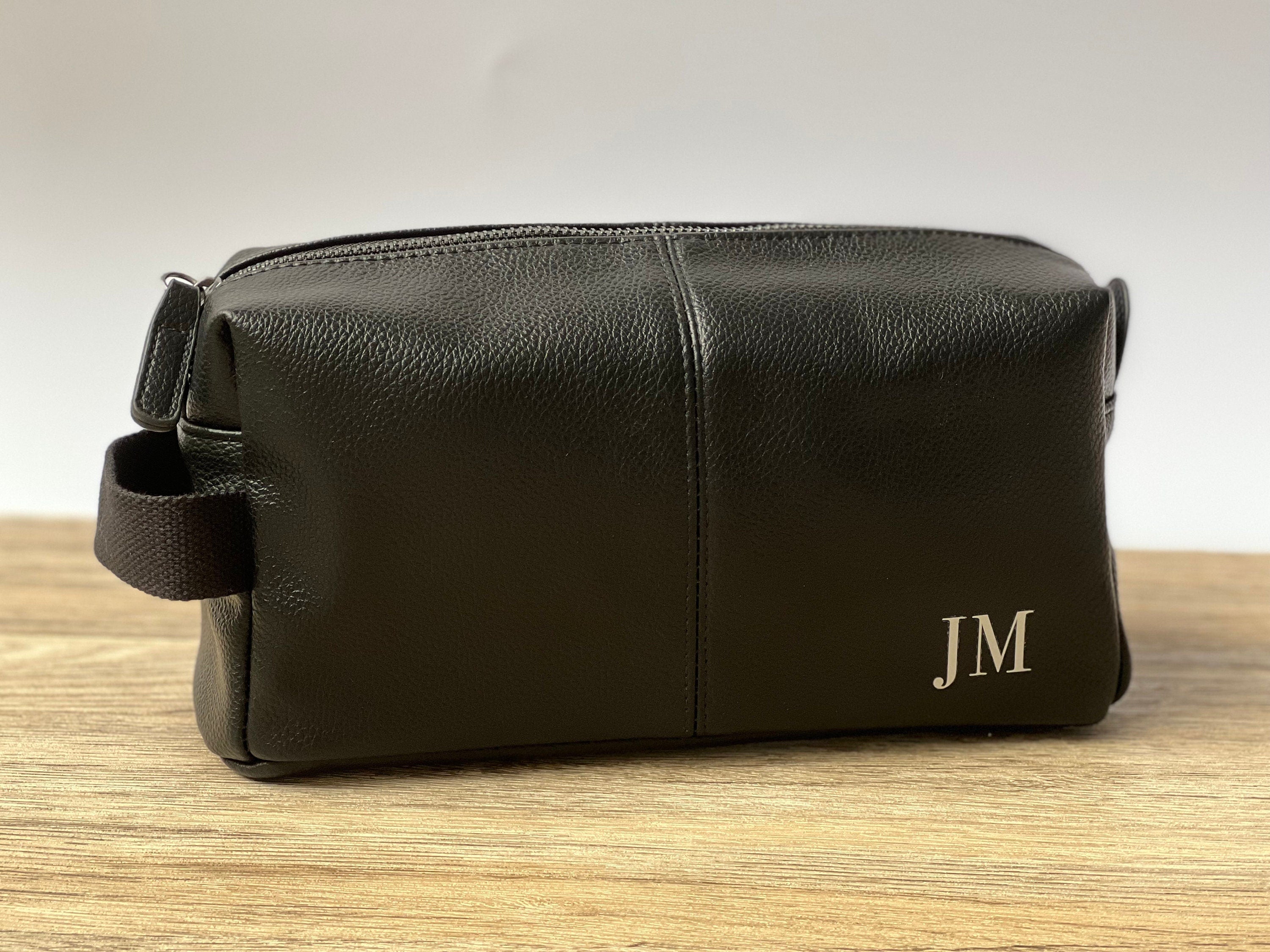 Black Personalised Dad Washbag, Father Wash Bag, Daddy Gifts, Dad Gift, Leather Look Wash Bag, Initial Washbag, Beard Gift, Men's Gift