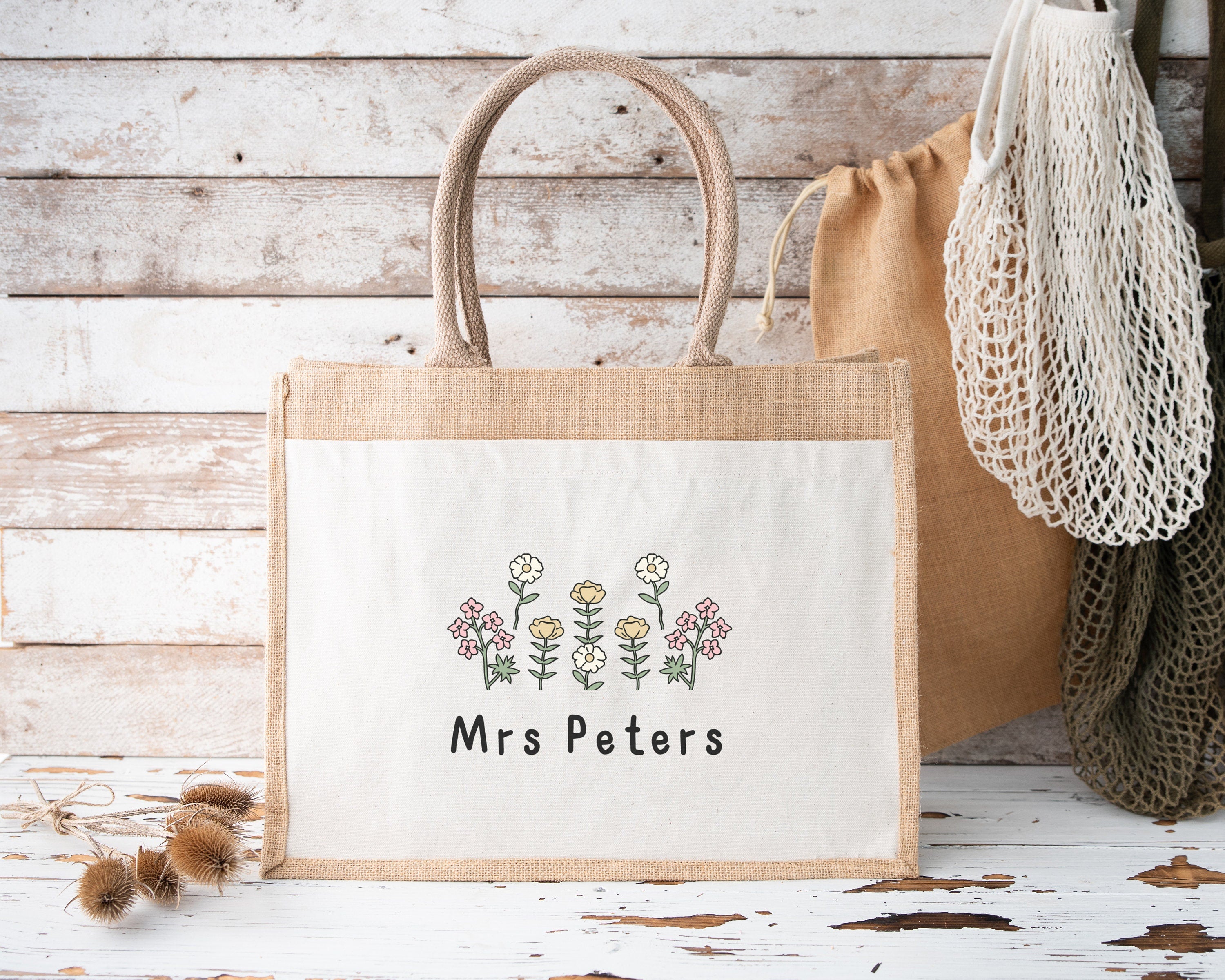 Personalised Teacher tote bag, teacher appreciation gift, custom name teacher, gift for teacher, end of year, thank you teacher assistant