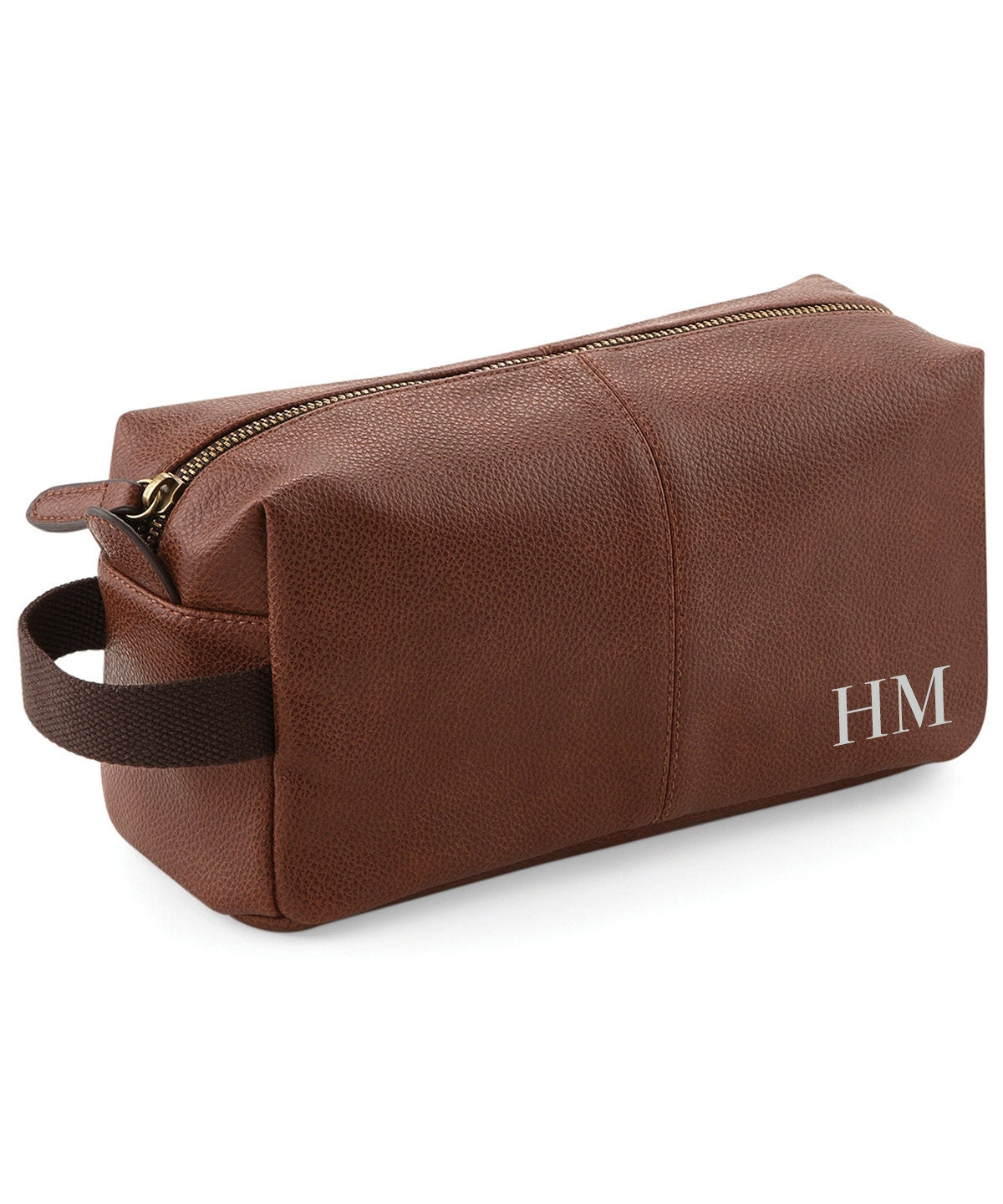 Brown Personalised Dad Washbag, Father Wash Bag, Daddy Gifts, Christmas Dad Gift, Leather Look Wash Bag, Initial Washbag, Men's Gift