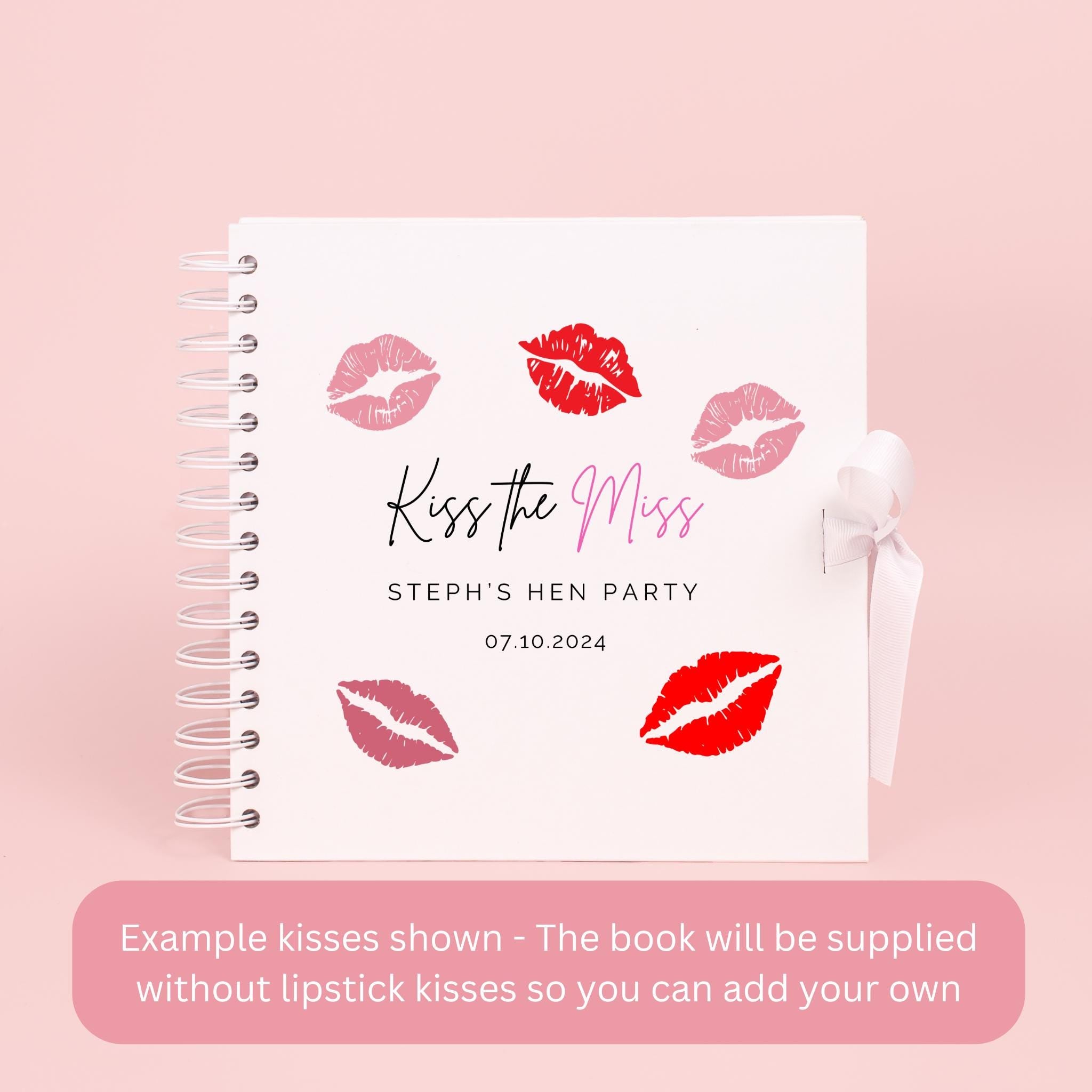 Kiss the miss goodbye scrapbook, Hen do keepsake, Hens night supplies, Hens night scrapbook, Hen do ideas, Hen do UK, Hen weekend, Hen party