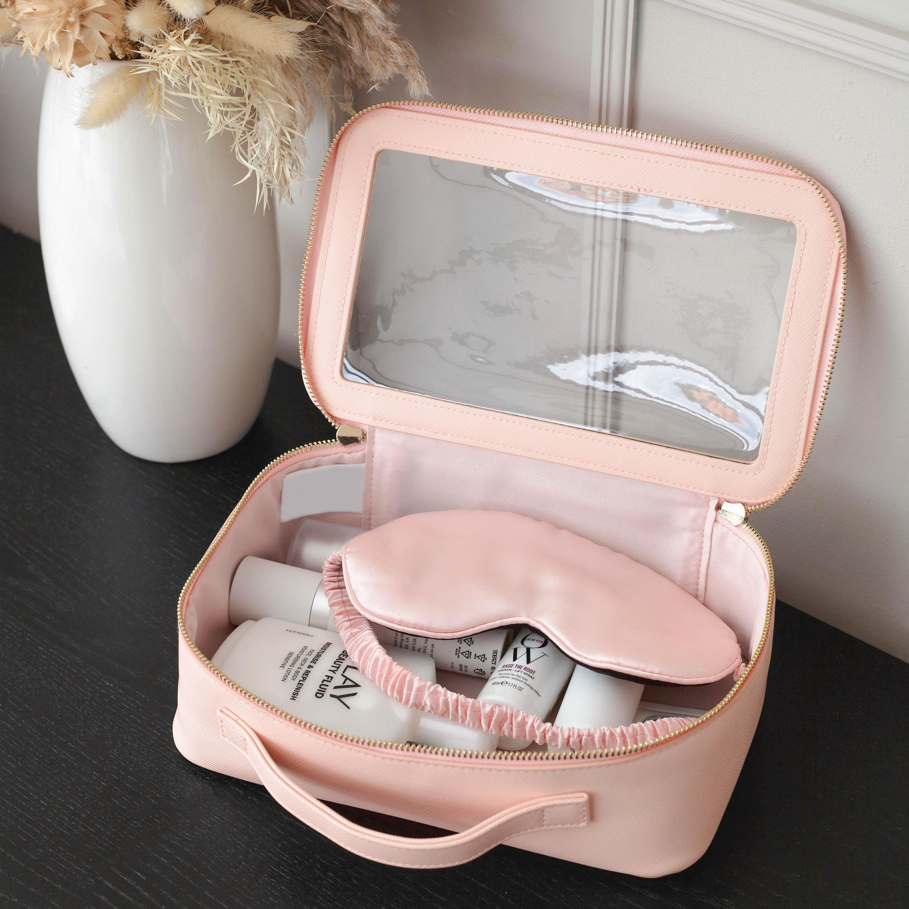 Personalised clear cosmetic bag with small monogram, custom makeup bag, clear wash travel bag personalised gift for bridesmaid, travel bag