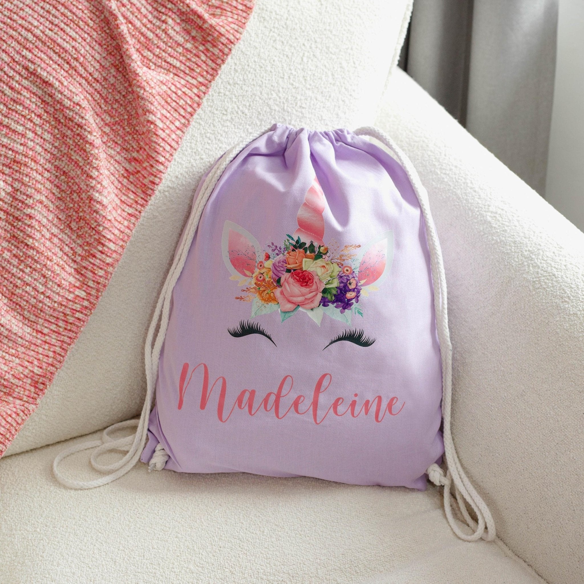 Personalised Gym Bag Kids, Girls Unicorn Gym Bag, Girls Drawstring Bag, School Bag, Unicorn School PE Bag, Unicorn Pump Bag, Nursery Bag - Jessica Hollie Gifts