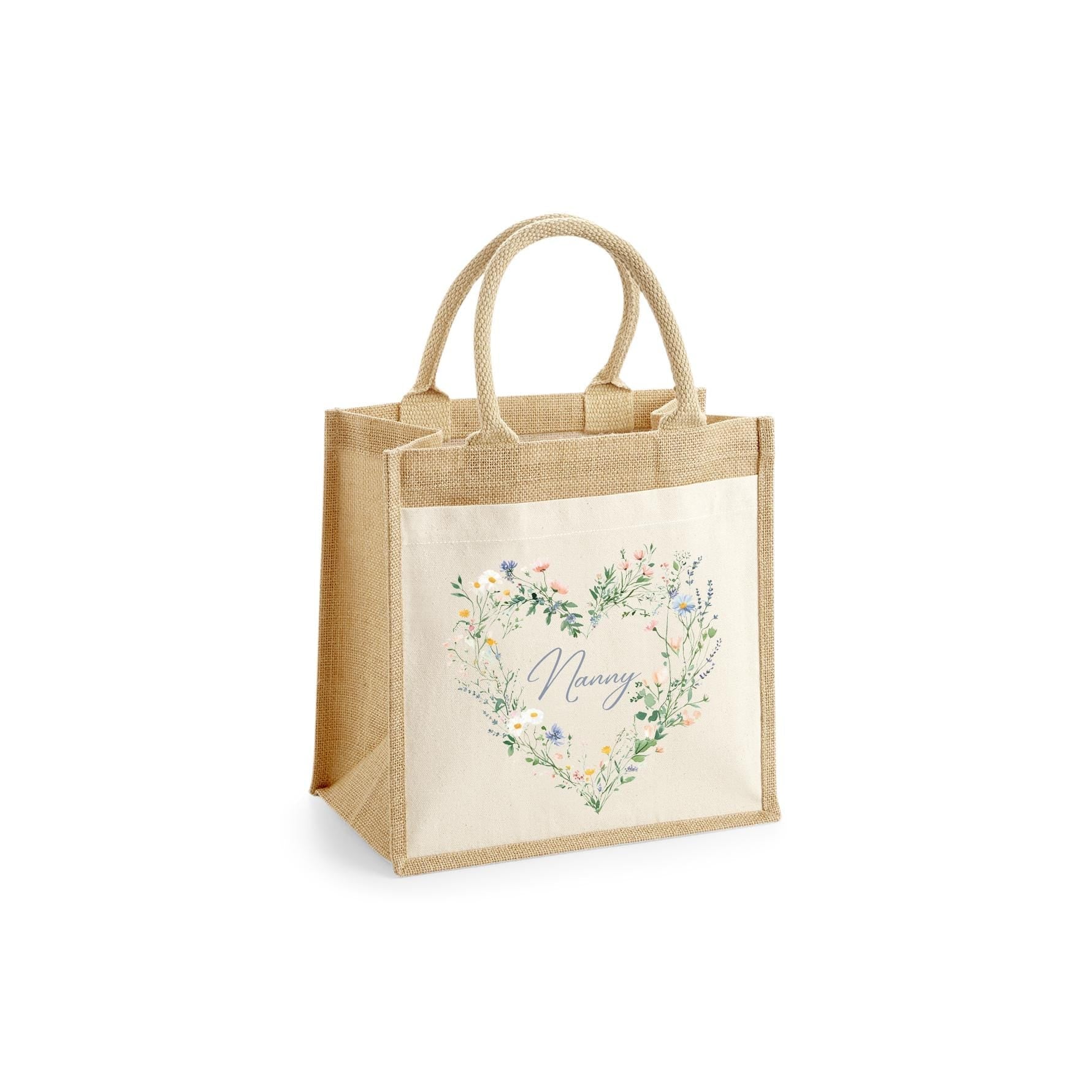 Personalised Jute Lunch Bag with Name & Heart, Personalised Work Bag, Eco Friendly Office Bag, Teacher Bag, Tote Bag, Shopper Bag, Woman Bag - Jessica Hollie Gifts