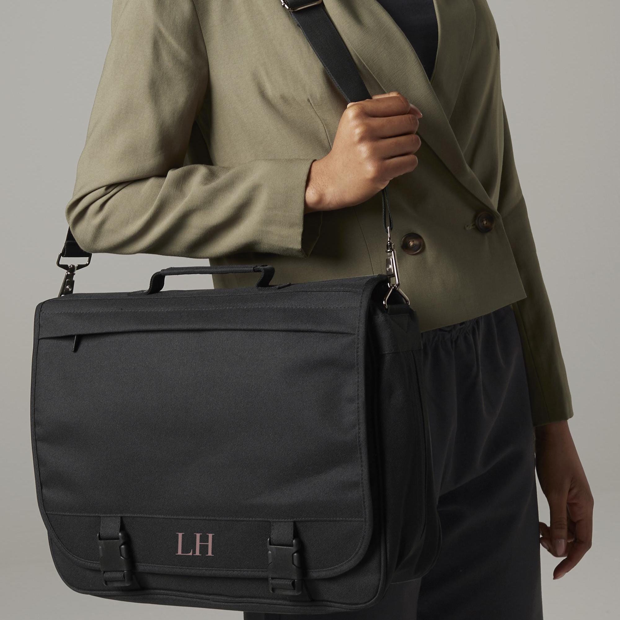 Personalised laptop bag, briefcase bag, laptop bag portfolio, gift for him, bag for work, satchel briefcase, messenger bag with strap, dad - Jessica Hollie Gifts