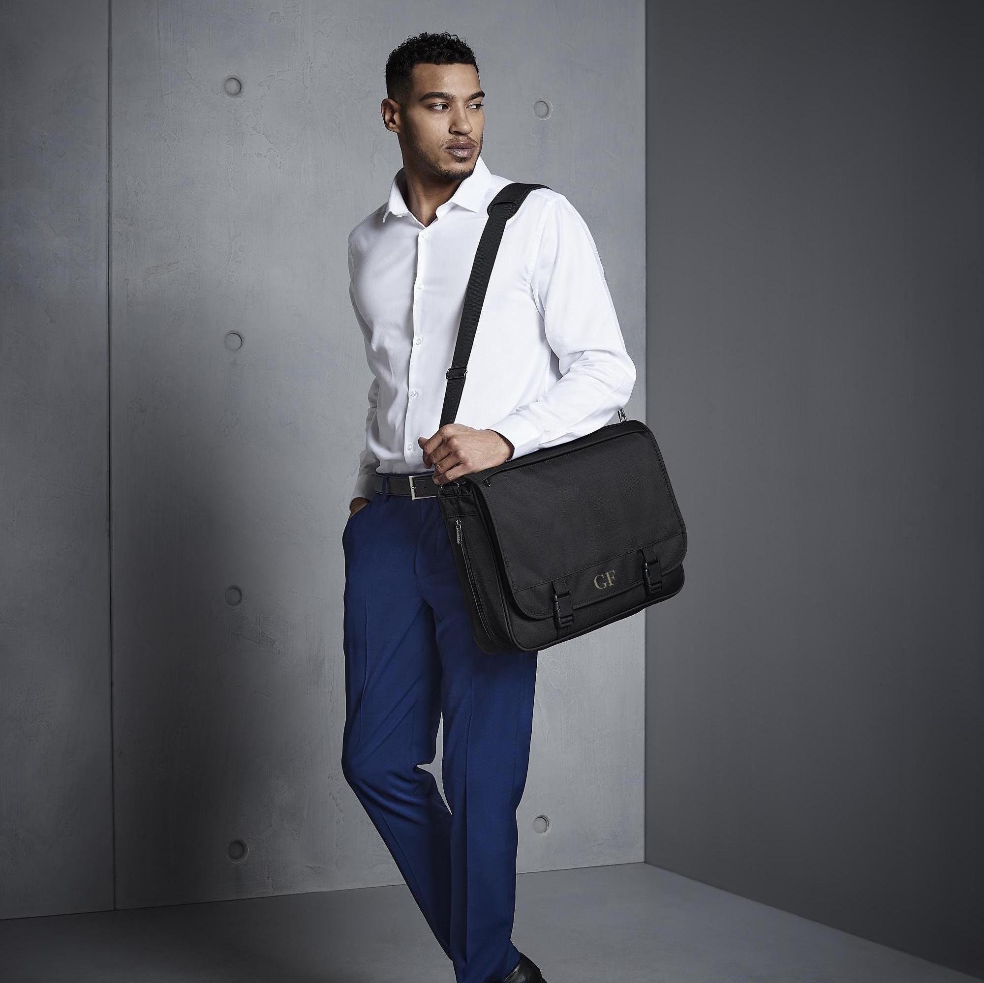 Personalised laptop bag, briefcase bag, laptop bag portfolio, gift for him, bag for work, satchel briefcase, messenger bag with strap, dad - Jessica Hollie Gifts