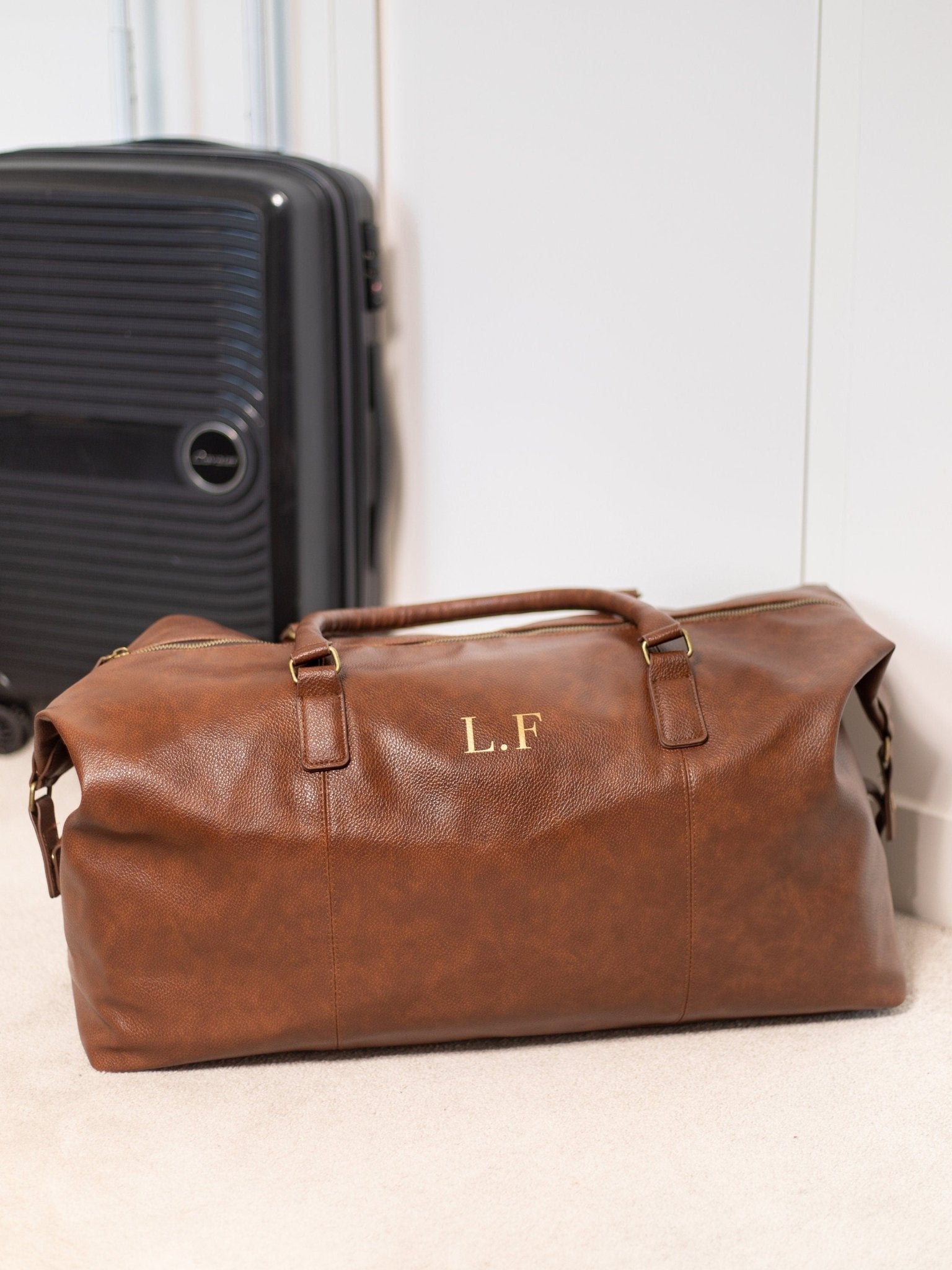 Personalised Leather Look Nuhide PU Leather Weekender Holdall Bag, Perfect Gift Idea For Him This Christmas, Birthday Or Father's Day - Jessica Hollie Gifts