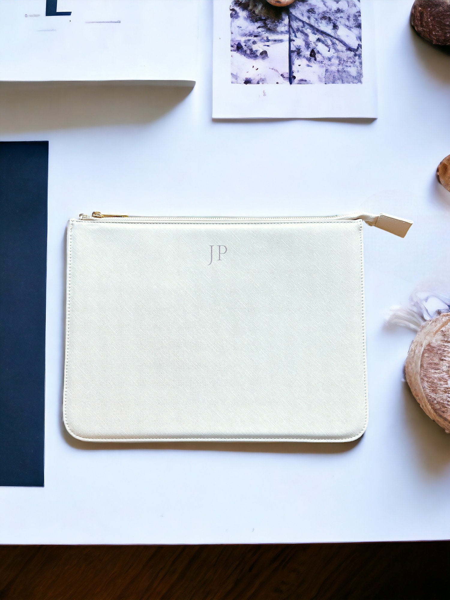 Personalised Monogram Faux Leather Document Holder, Paper Portfolio, A4 Document Organizer, Paper Document Case, A4 Paper Folder, Organiser - Jessica Hollie GiftsStationary