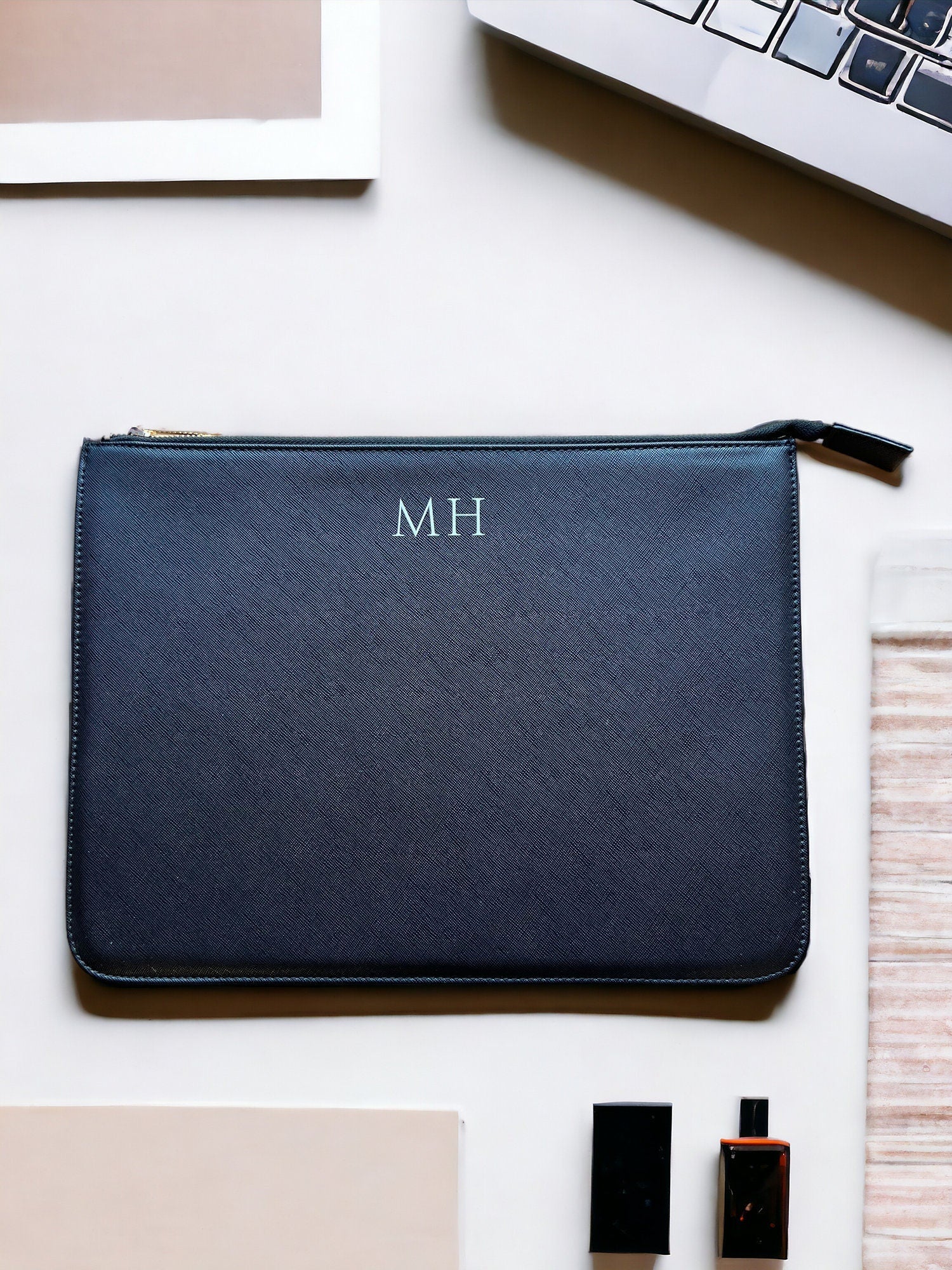 Personalised Monogram Faux Leather Document Holder, Paper Portfolio, A4 Document Organizer, Paper Document Case, A4 Paper Folder, Organiser - Jessica Hollie GiftsStationary