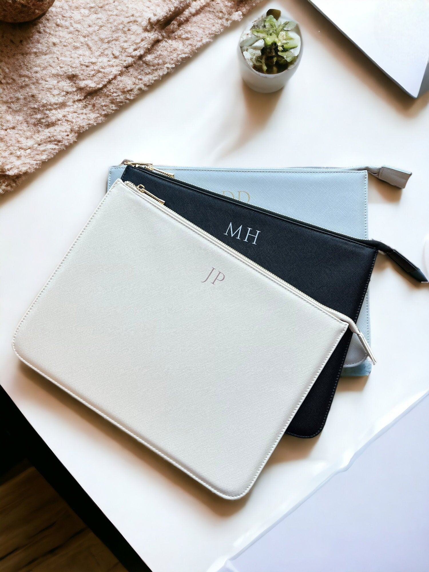 Personalised Monogram Faux Leather Document Holder, Paper Portfolio, A4 Document Organizer, Paper Document Case, A4 Paper Folder, Organiser - Jessica Hollie GiftsStationary