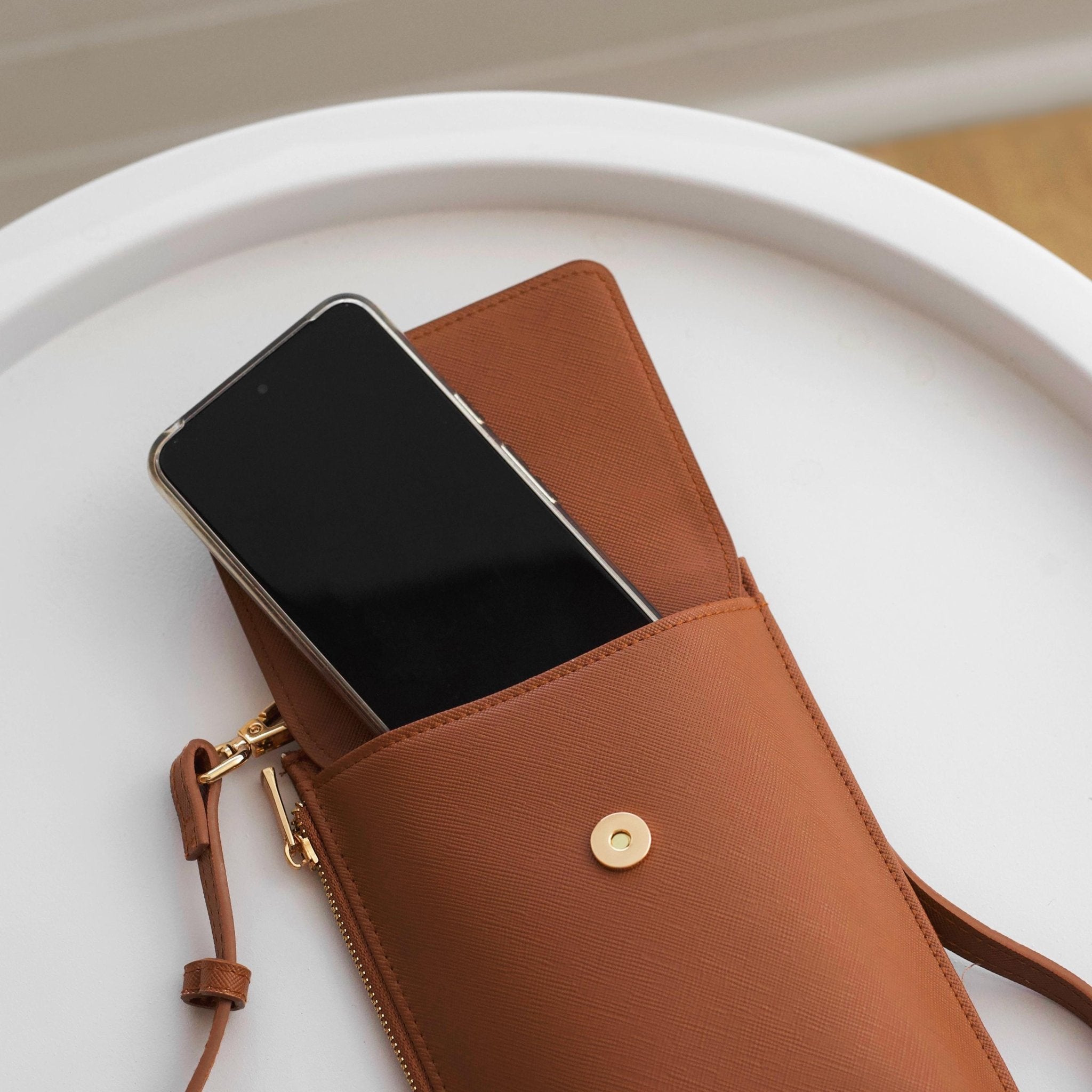 Personalised Monogram Phone Bag, Faux Leather Crossbody Phone Bag, Small Bag for phone, Mobile Phone Bag, Phone bag crossbody with purse - Jessica Hollie Gifts