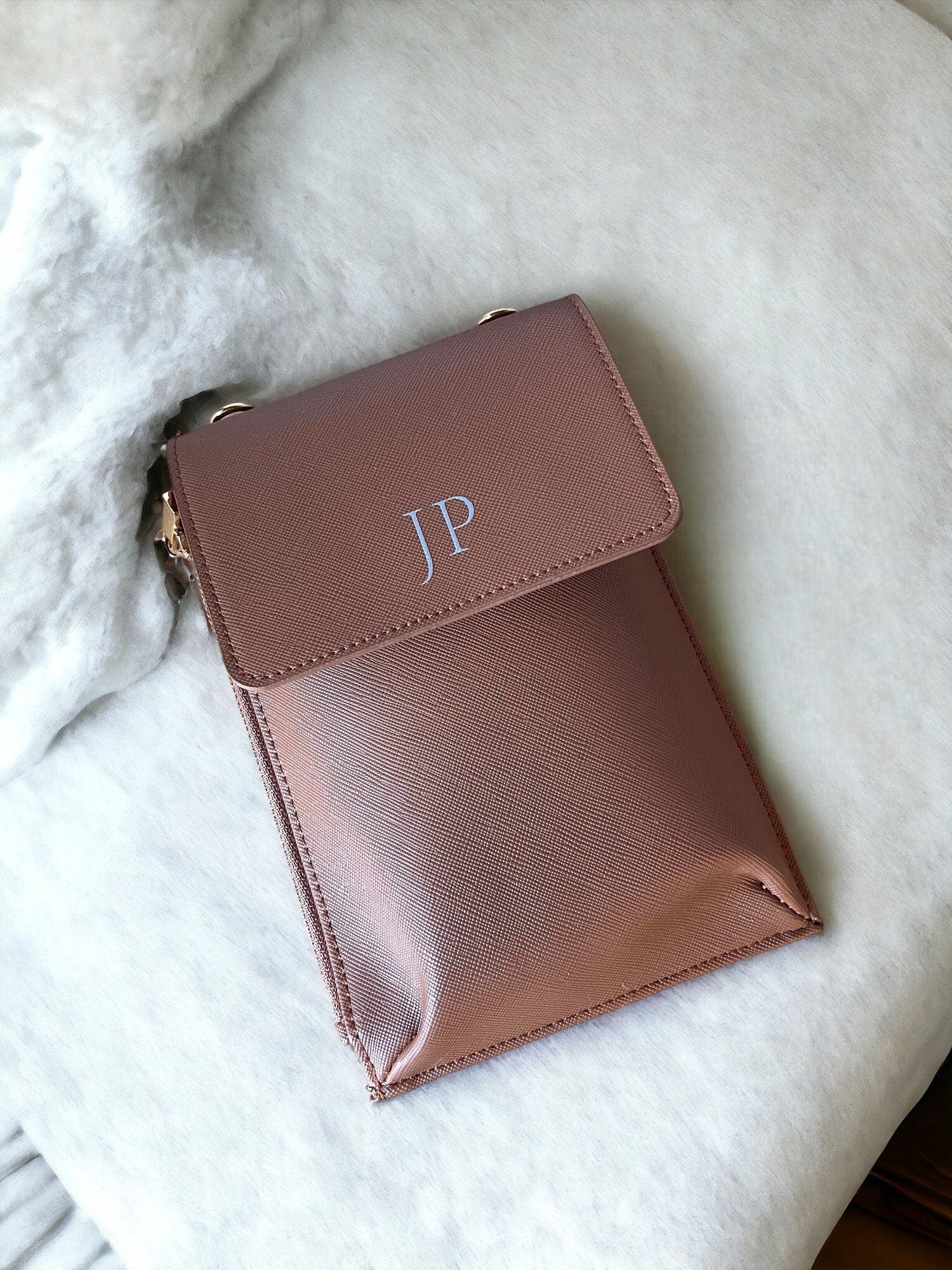 Personalised Monogram Phone Bag, Faux Leather Crossbody Phone Bag, Small Bag for phone, Mobile Phone Bag, Phone bag crossbody with purse - Jessica Hollie Gifts