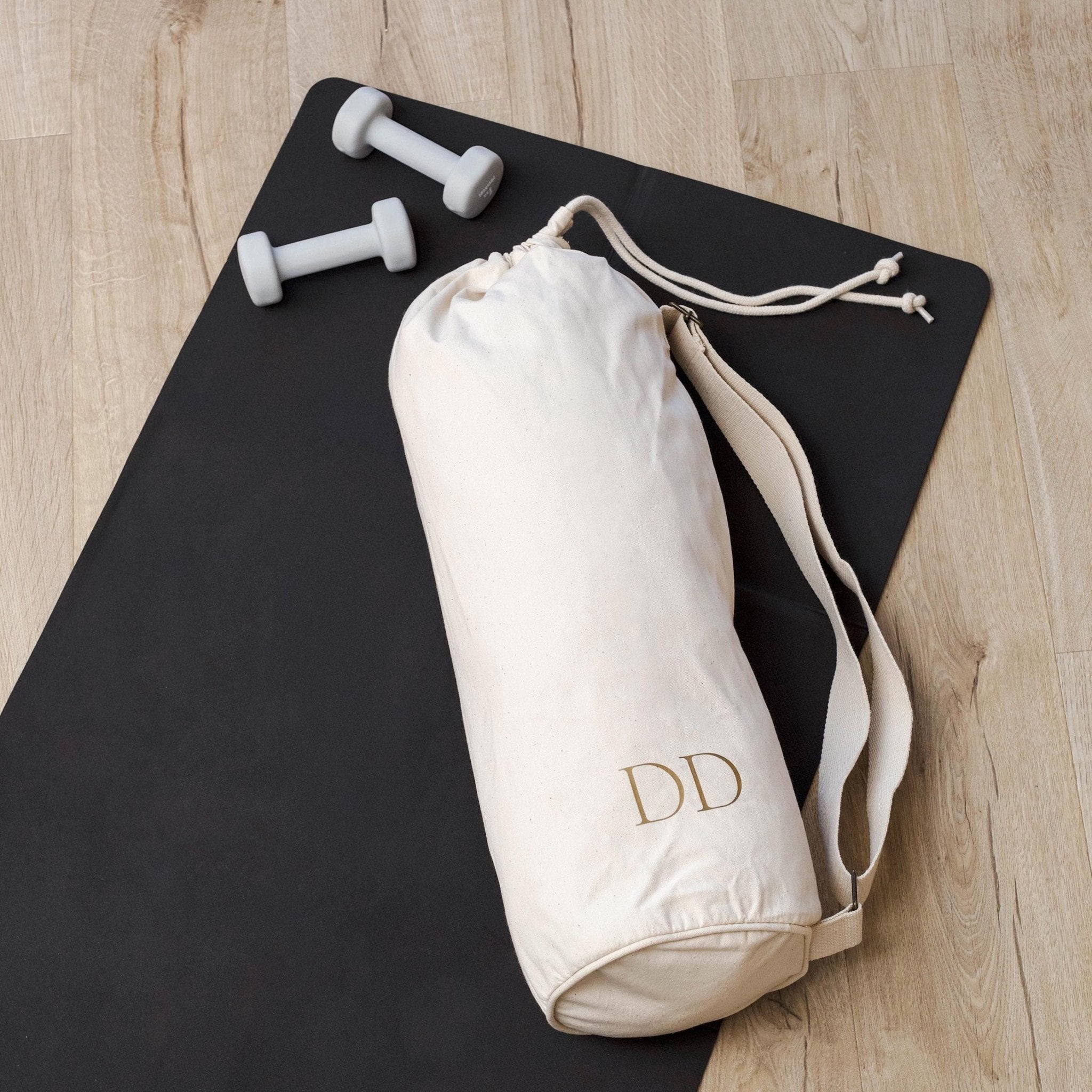 Personalised Monogram Yoga Bag, Tote Bag for Yoga, Custom Yoga Bag, Pilates Bag, Organic tote Bag, Yoga Mat holder bag, Yoga Bag with Holder - Jessica Hollie Gifts