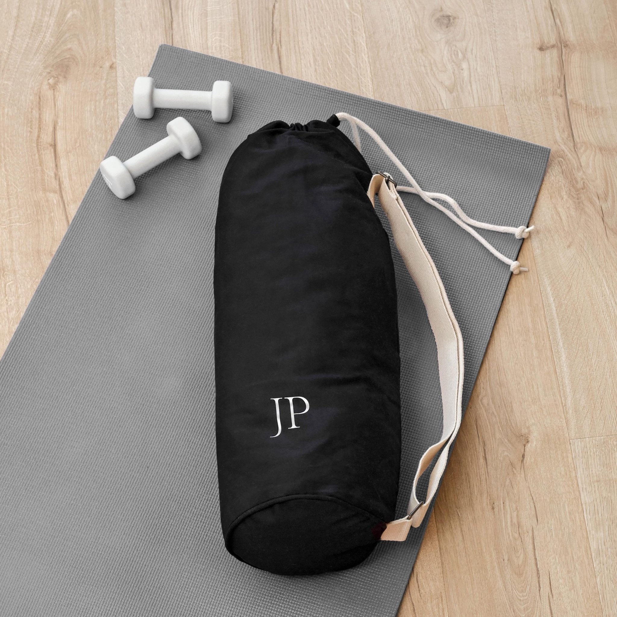 Personalised Monogram Yoga Bag, Tote Bag for Yoga, Custom Yoga Bag, Pilates Bag, Organic tote Bag, Yoga Mat holder bag, Yoga Bag with Holder - Jessica Hollie Gifts