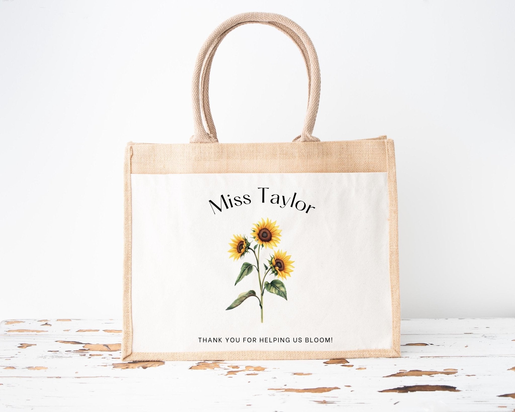 Personalised Teacher Bag, Custom Teacher Jute Bag, Teacher Tote Bag, Teacher Gift, TA Gift, Thank You Teacher Present, Jute Lunch Bag - Jessica Hollie Gifts