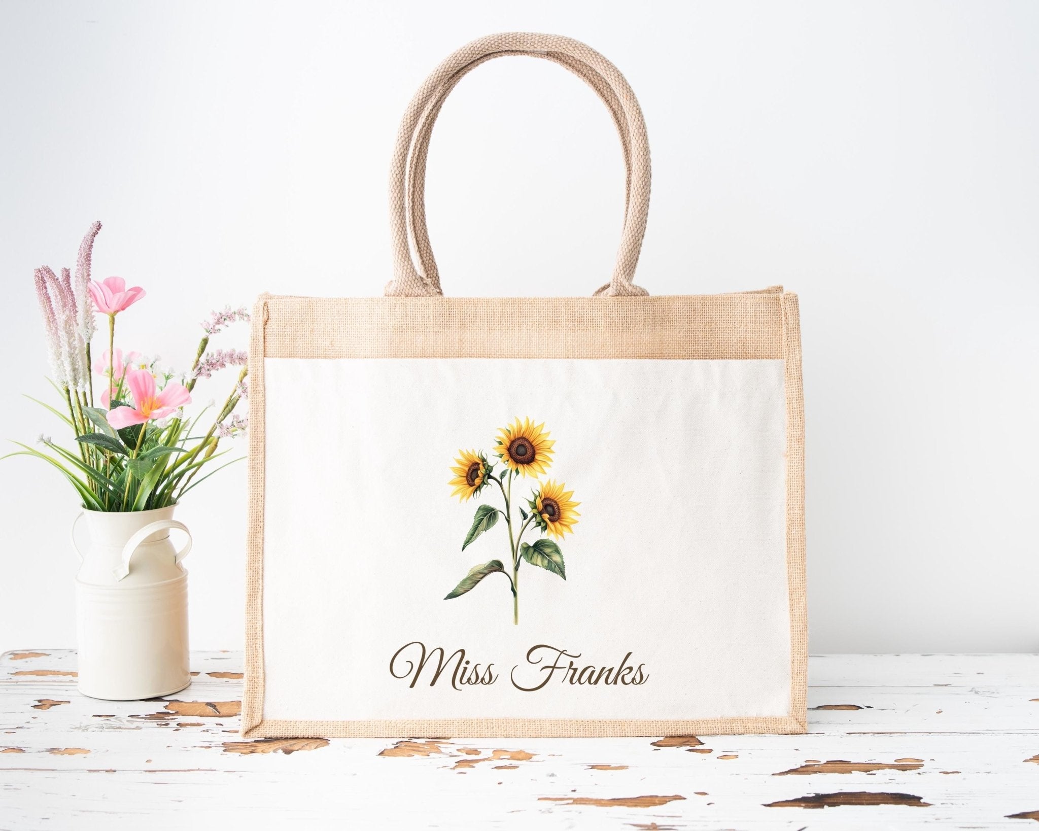 Personalised Teacher Bag, Custom Teacher Jute Bag, Teacher Tote Bag, Teacher Gift, TA Gift, Thank You Teacher Present, Jute Lunch Bag - Jessica Hollie Gifts