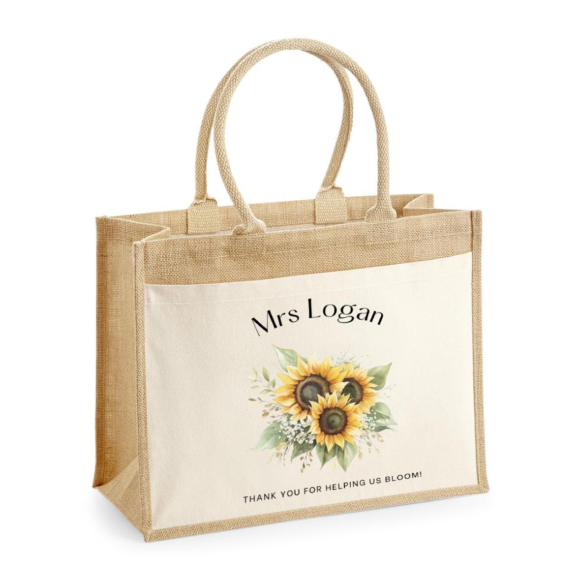 Personalised Teacher Bag, Custom Teacher Jute Bag, Teacher Tote Bag, Teacher Gift, TA Gift, Thank You Teacher Present, Jute Lunch Bag - Jessica Hollie Gifts
