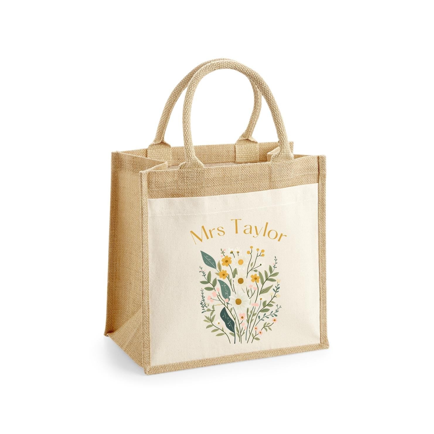 Personalised Teacher Bag, Custom Teacher Jute Bag, Teacher Tote Bag, Teacher Gift, TA Gift, Thank You Teacher Present, Jute Lunch Bag - Jessica Hollie Gifts