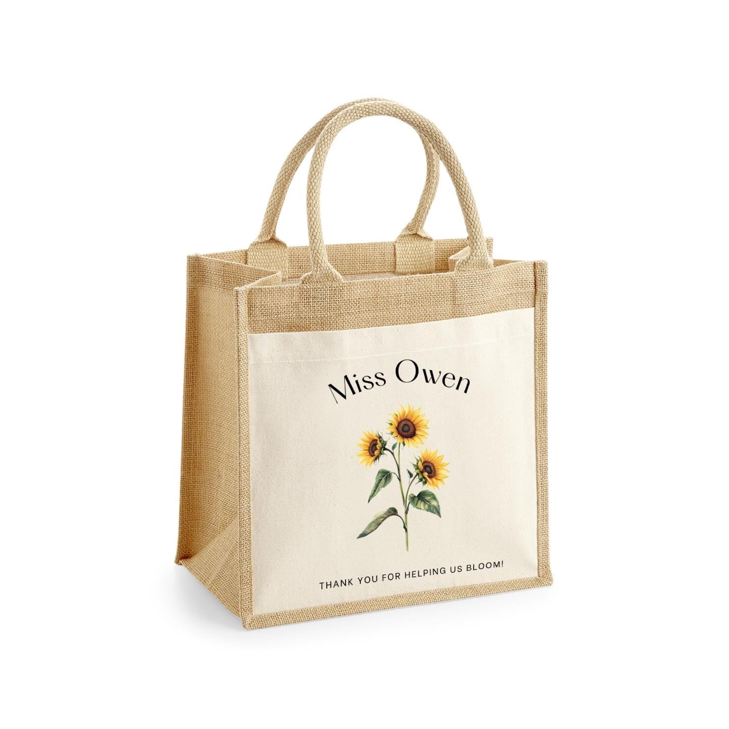 Personalised Teacher Bag, Custom Teacher Jute Bag, Teacher Tote Bag, Teacher Gift, TA Gift, Thank You Teacher Present, Jute Lunch Bag - Jessica Hollie Gifts