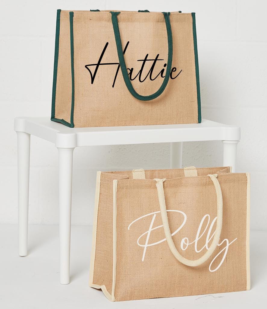 Personalised Tote Bag for bride, Custom Name Jute Bag, Bachelorette Party Favors, Custom Tote Bag, Jute Bag, Wedding, Bridesmaid Gifts Bag - Jessica Hollie Gifts