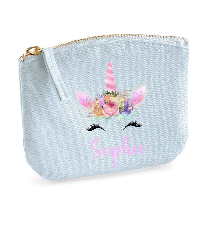 Personalised Unicorn Coin Purse, Girl Stocking Filler, Unicorn Gift For Her, Name Canvas Coin Purse, Unicorn Style Purse, Christmas Gift - Jessica Hollie Gifts