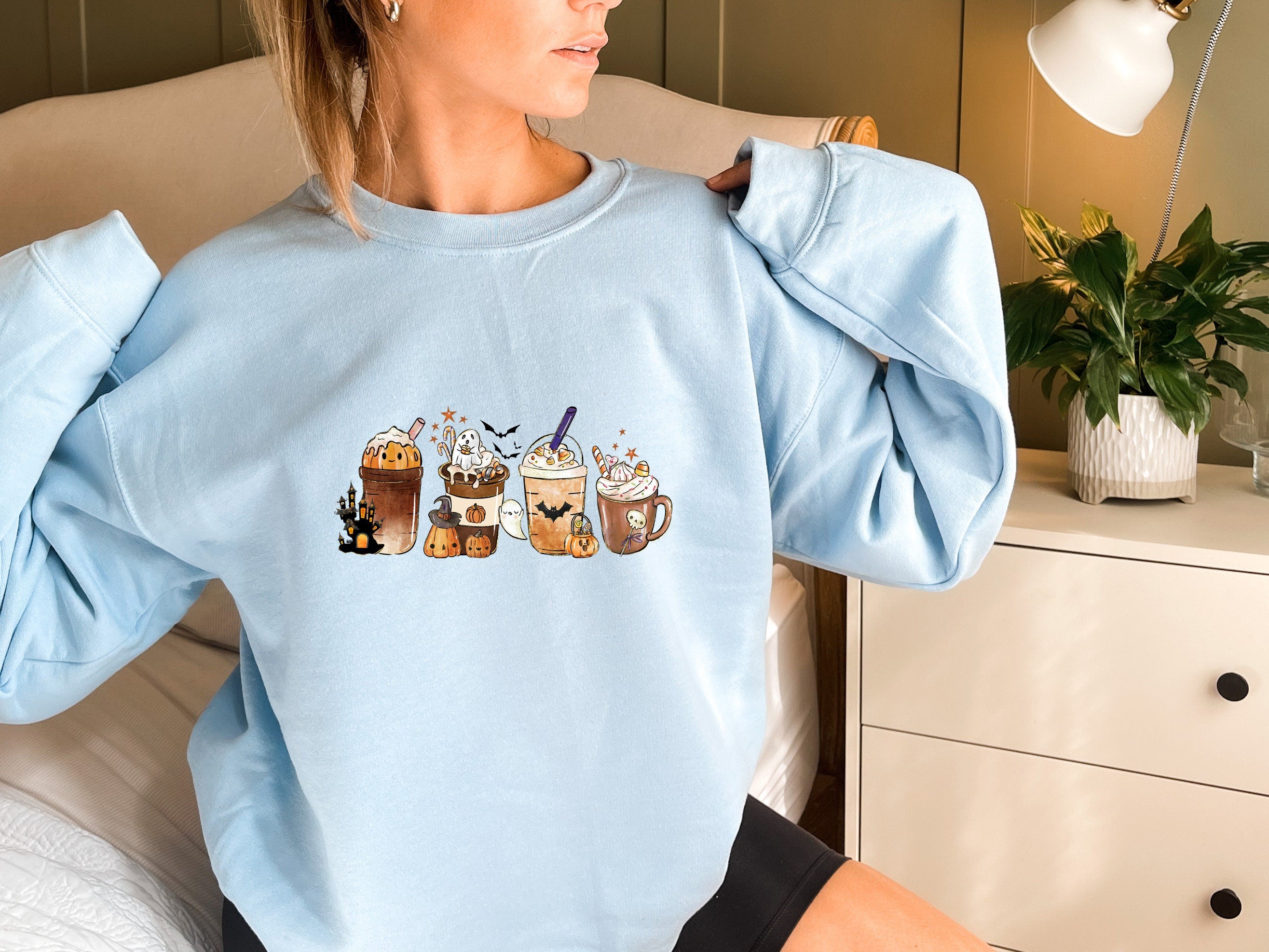 Fall Coffee Shirt, Cute Fall Sweatshirt, Coffee Lover tee Shirt, Halloween Pumpkin Latte Drink Cup, Pumpkin Spice Shirt, Thanksgiving Shirt