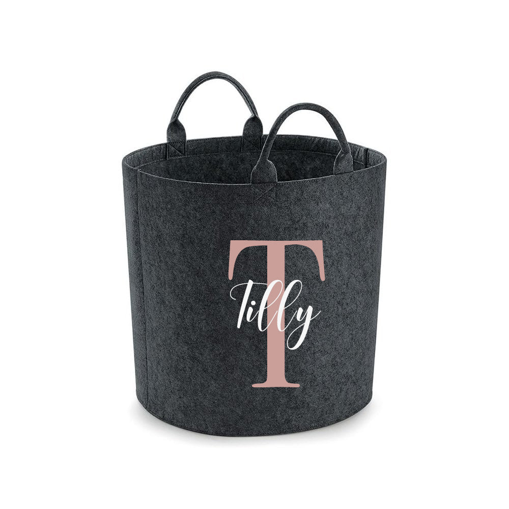 Personalised Name & Initials Felt Basket