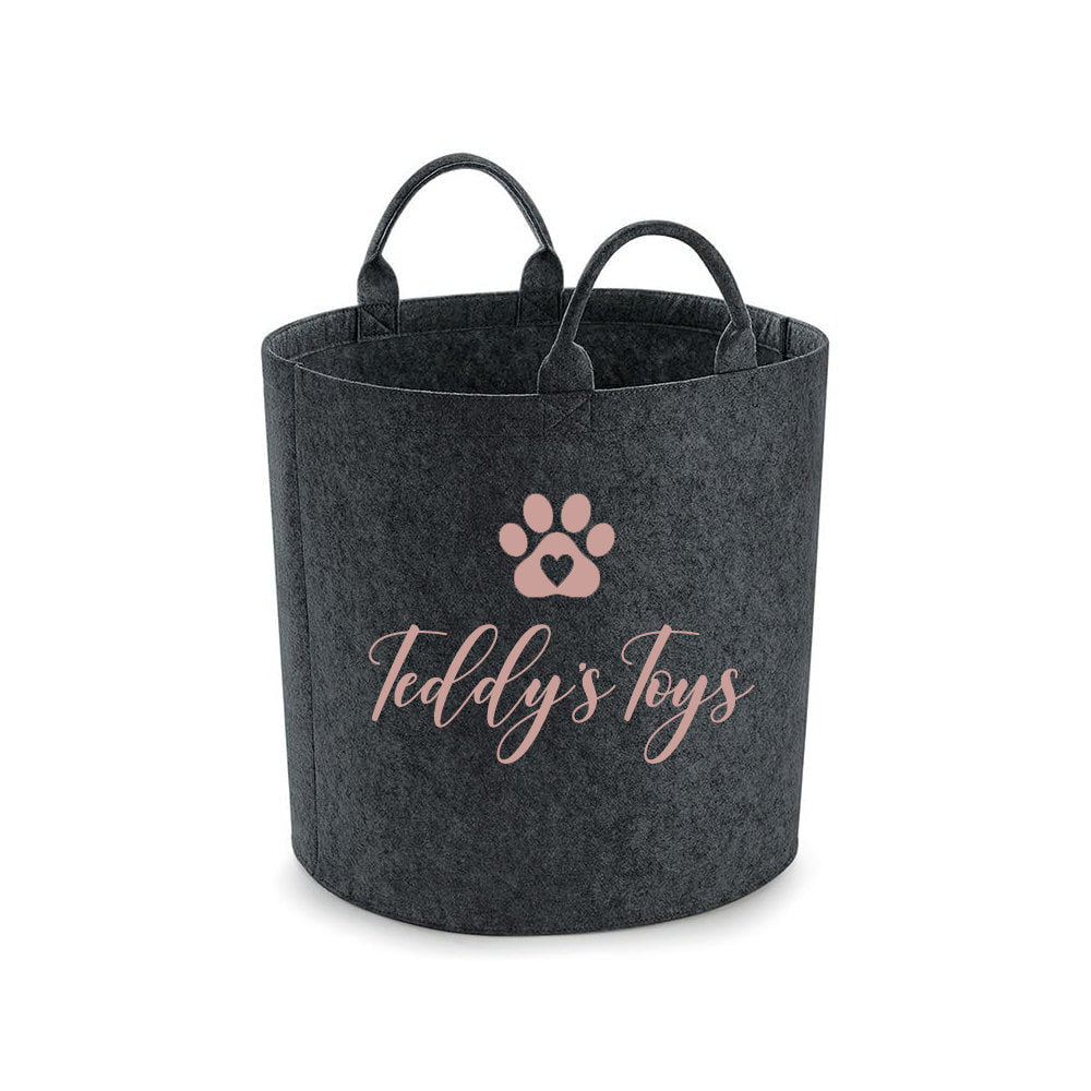 Personalised Pet Paw Print Felt Toy Basket