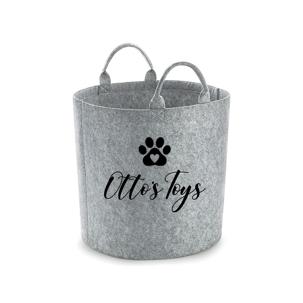 Personalised Pet Paw Print Felt Toy Basket